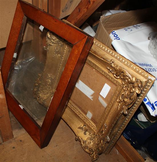 2 Gilt gesso and maple frames